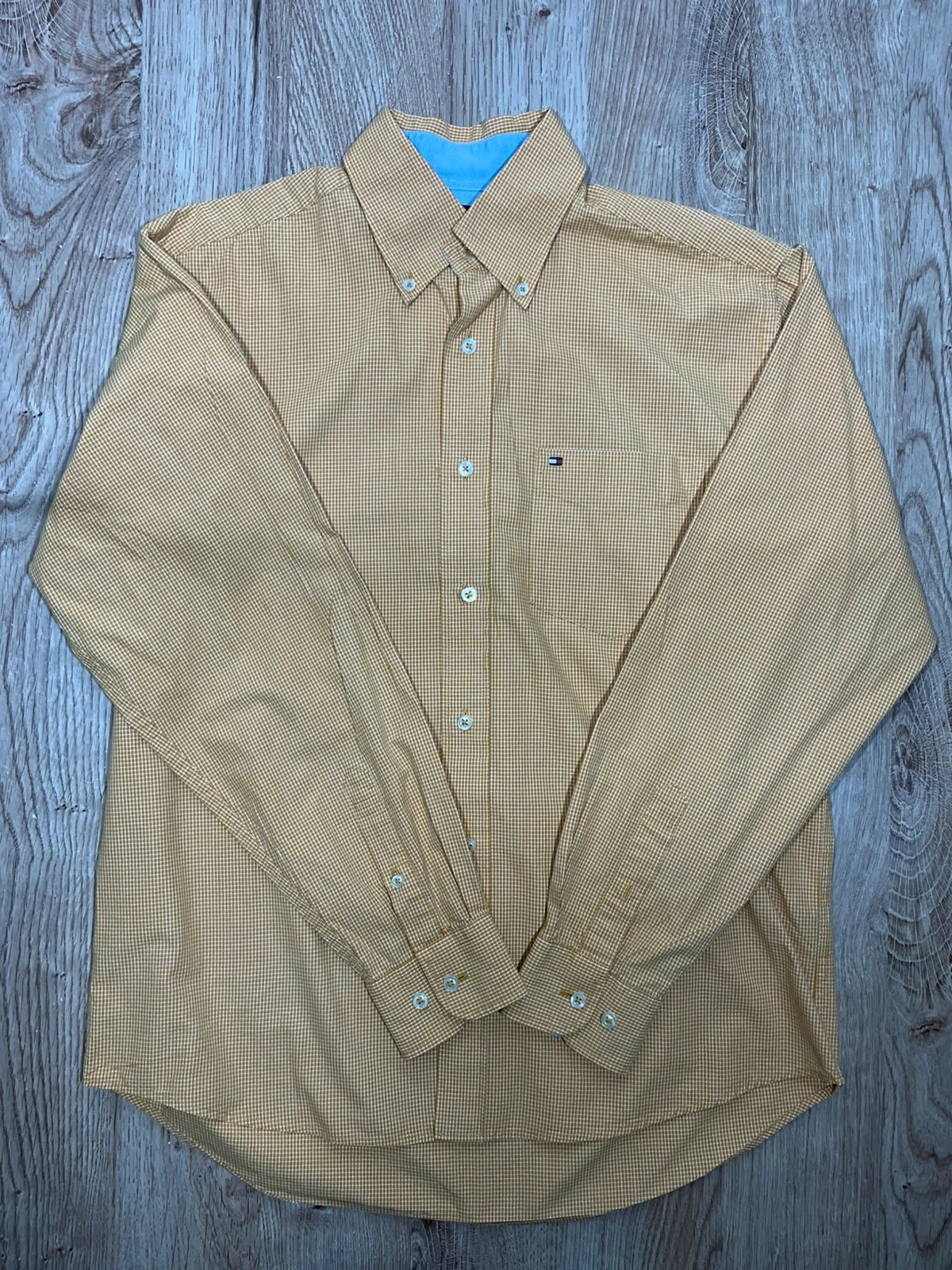 Chemise Tommy Hilfiger S Vichy 100% Coton Jaune Moutarde – photo 2